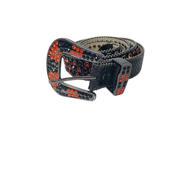 DNA black red snake skin rhinestones‎ belt Size XXXXL western boho - Picture 7 of 9